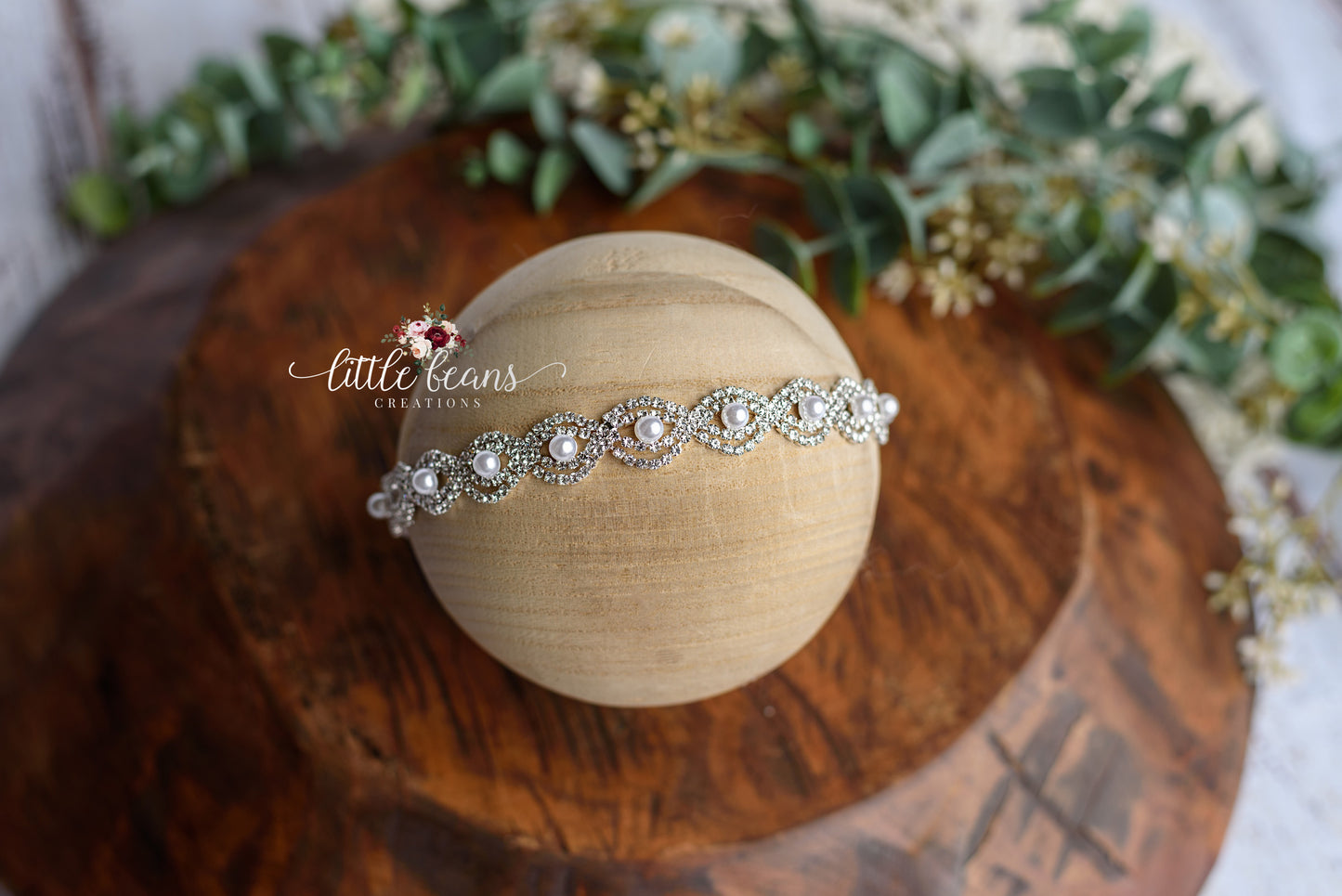 Newborn Diamond and Pearl Tieback