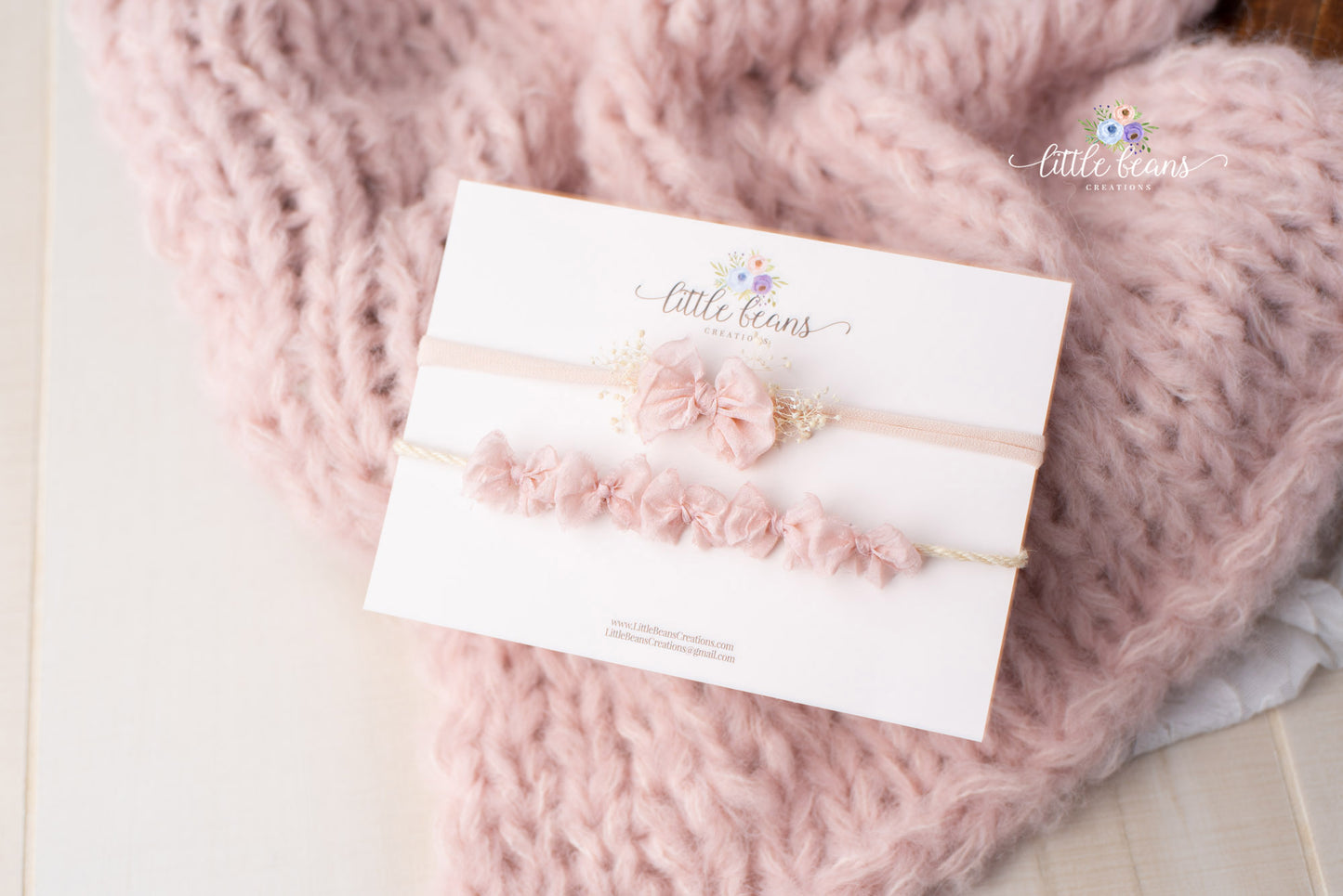 Multi-bow Tieback or Fuzzy Layer in Pale Pink