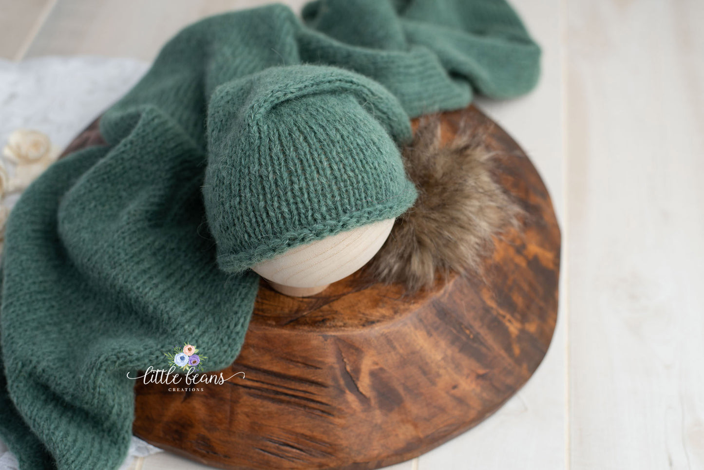 Viridian Pom Pom Beanie, Bonnet, or Wrap