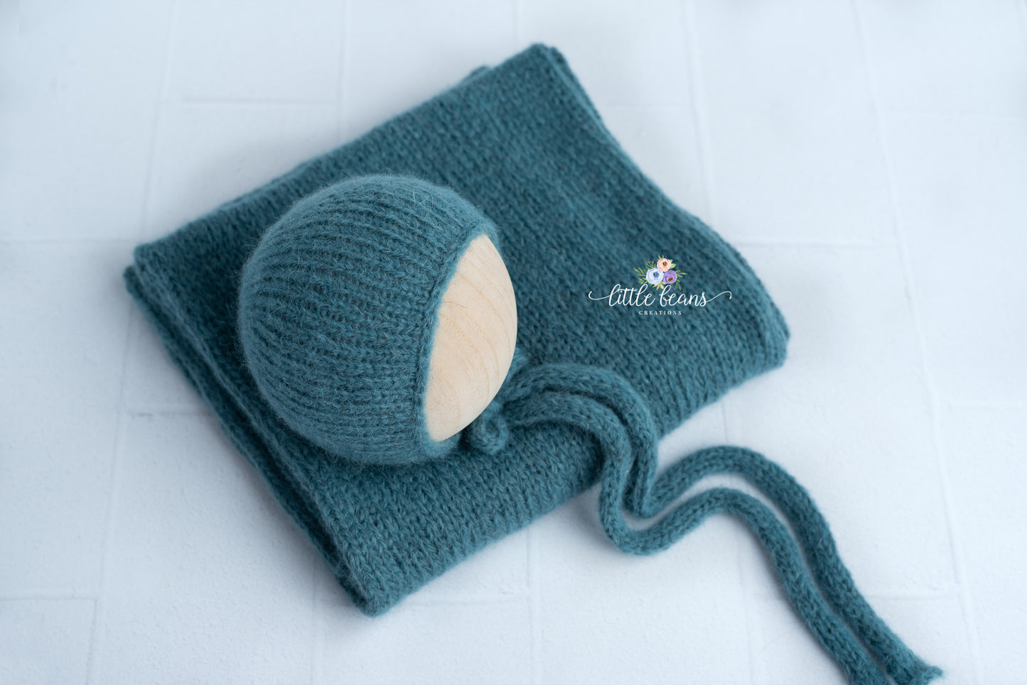 Remy Bonnet and Wrap in Teal Blue