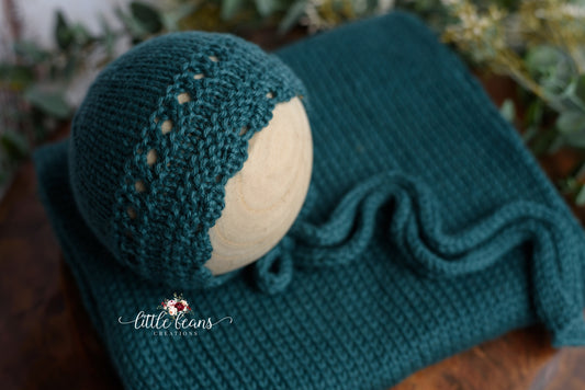 Kamila Bonnet/Wrap in Dark Teal