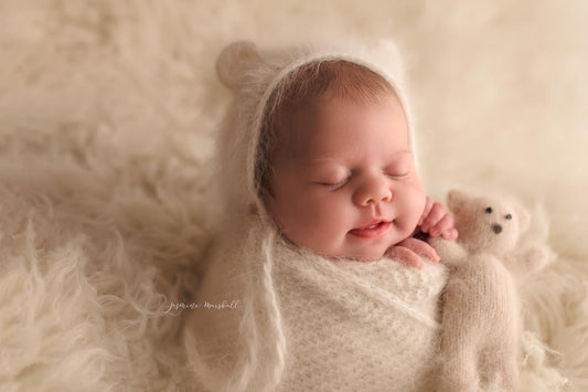 Newborn Angora Bonnet or Bear Bonnet