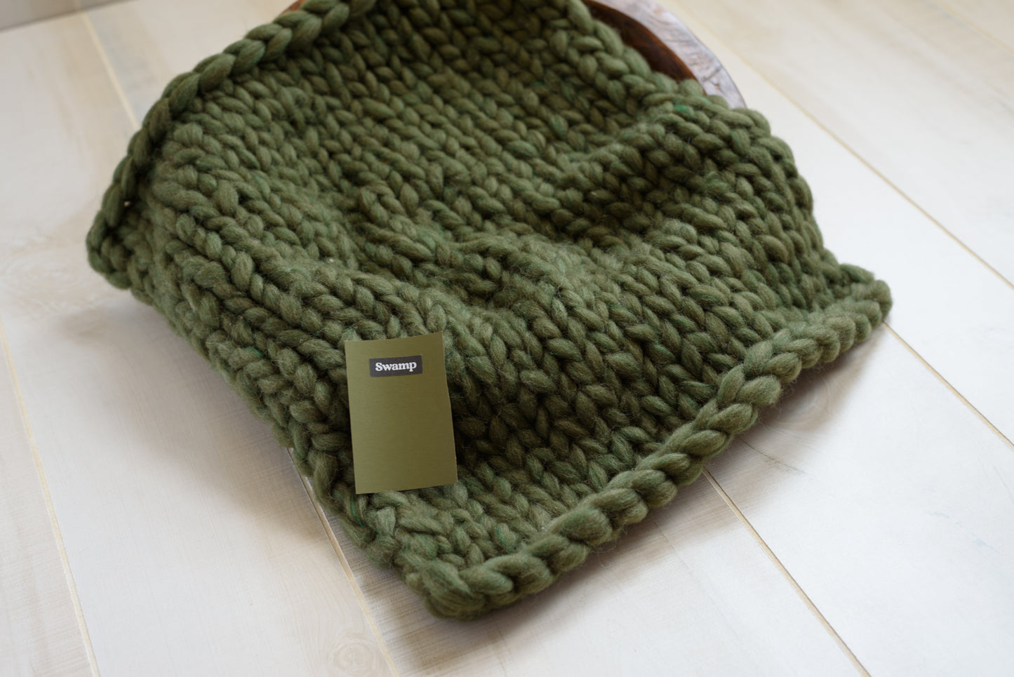 Deep Green Wool Knit Layering Blanket
