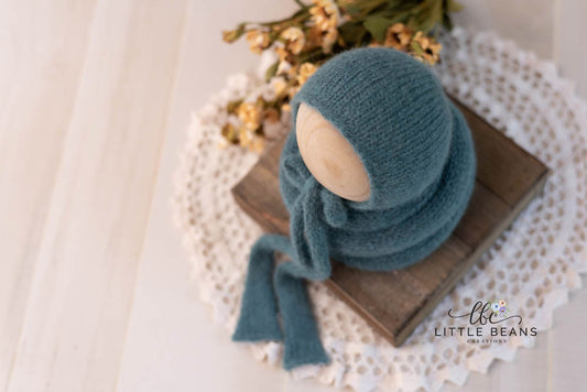 Remy Bonnet and Wrap in Teal Blue