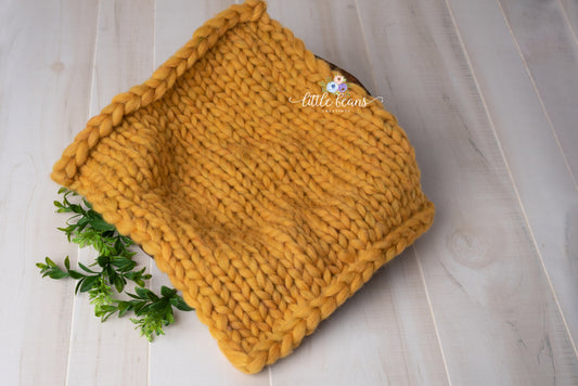 Mustard Wool Knit Layering Blanket