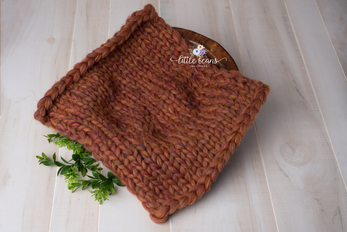 Rust Wool Knit Layering Blanket