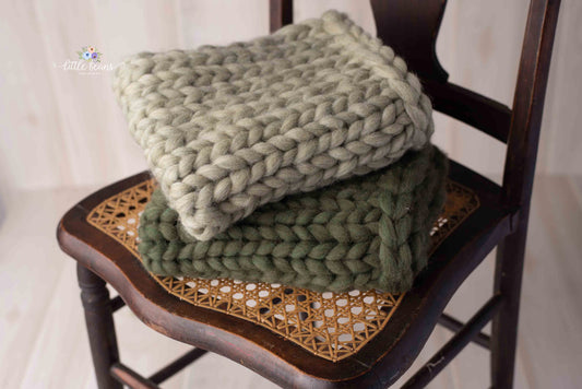 Sage or Moss Knit Layering Blanket